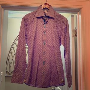 Male Paisley Designer Male Purple Button Up